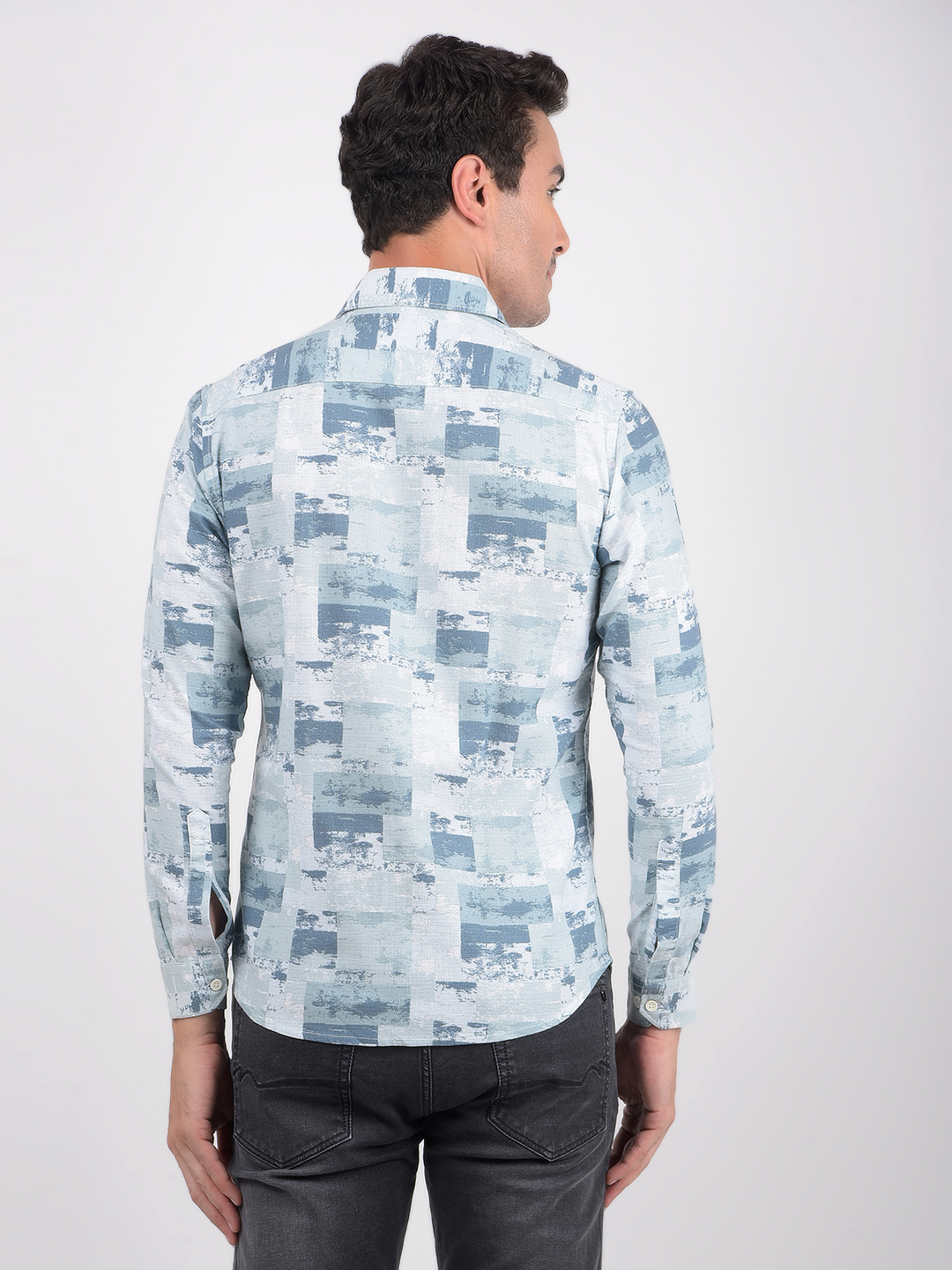 Numero Uno Men Abstract Blue Shirt